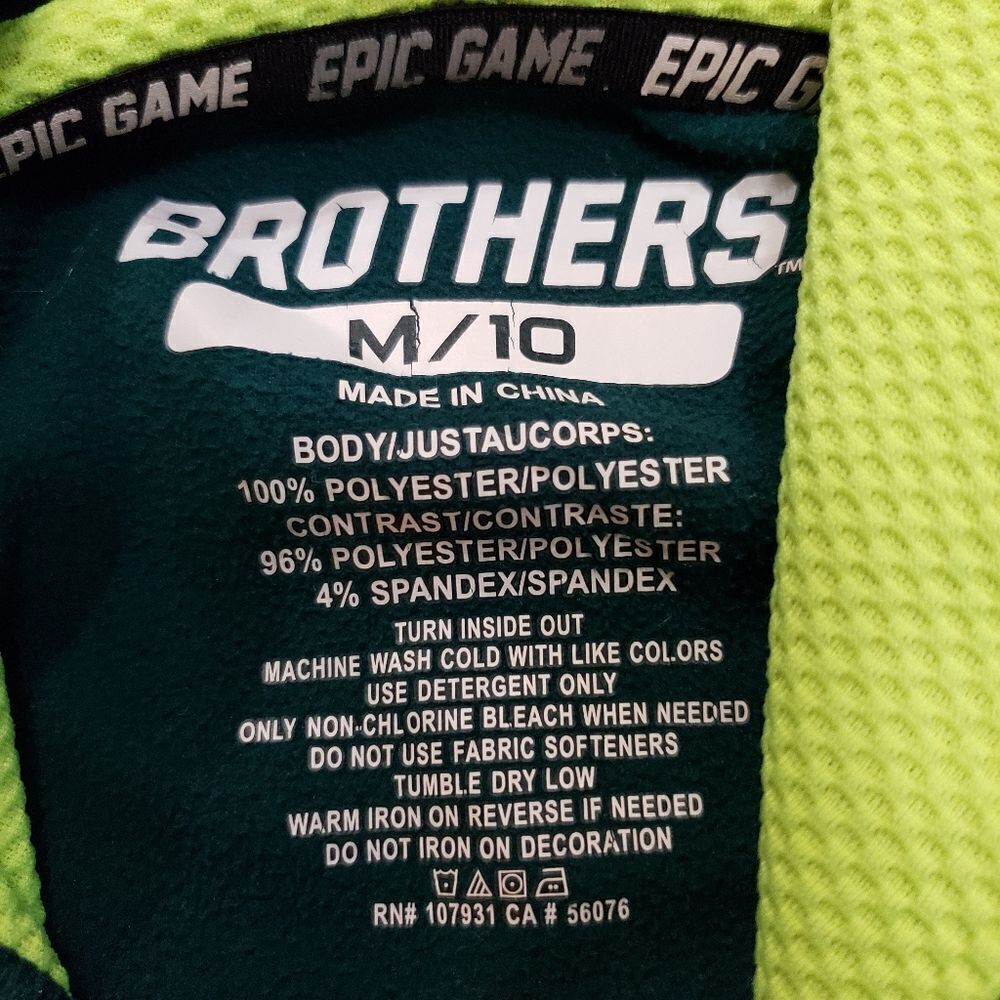 🧡Brothers Green & Neon Hoodie Sweatshirt Size 10 - Picture 8 of 10